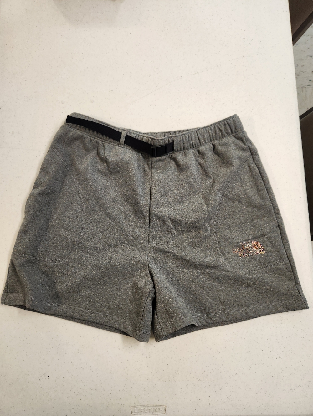 The North Face Re-Grind Speckled Fleece Shorts Large Grey NWT